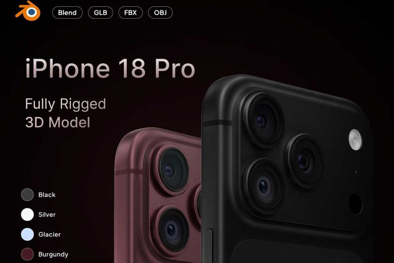 iPhone 18 Pro 3D苹果手机3D模型素材下载 iPhone 18 Pro 3D Model | Blender 3D