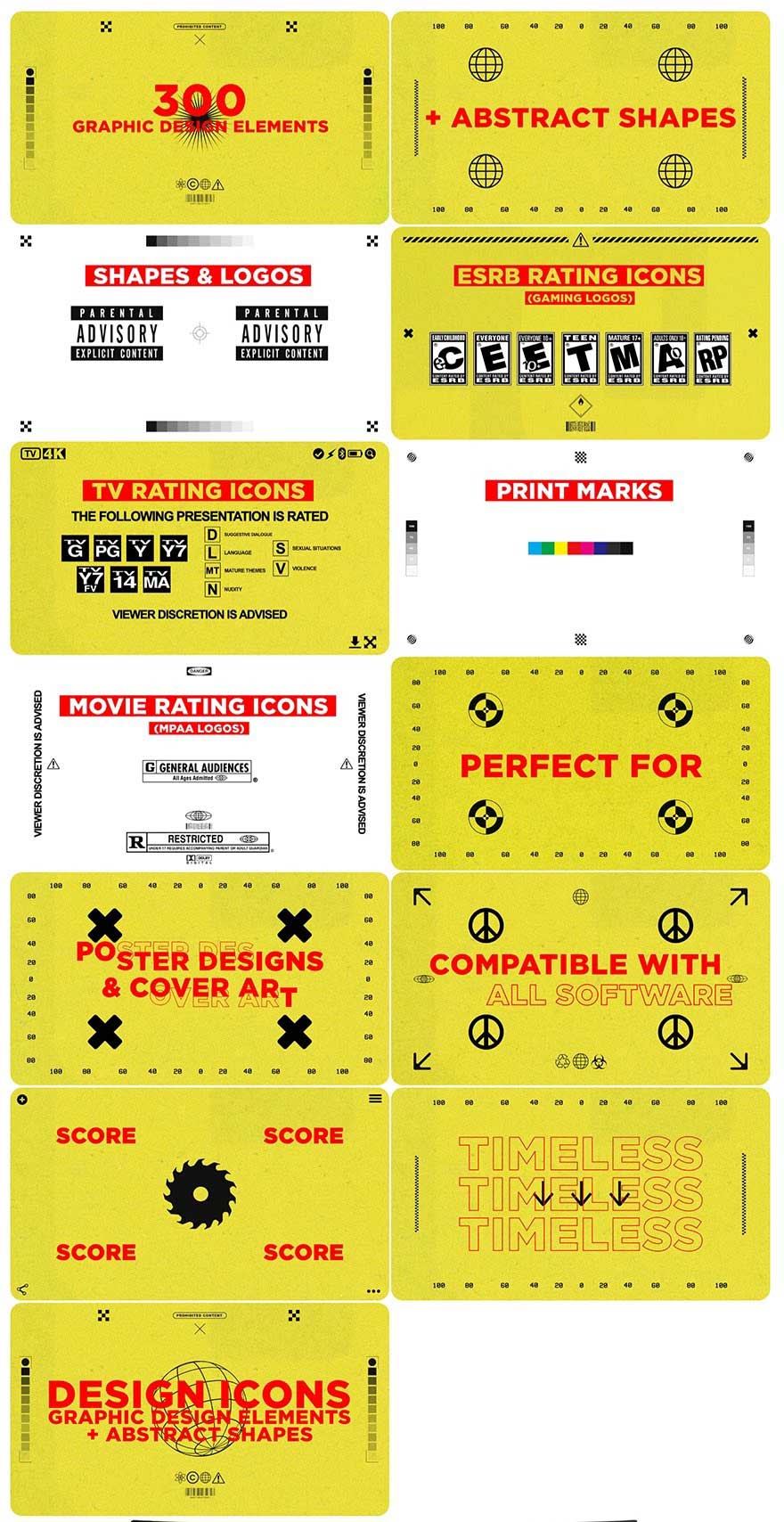 电影海报与专辑封面设计抽象图形元素PNG素材合集 Sickboat – DESIGN ICONS