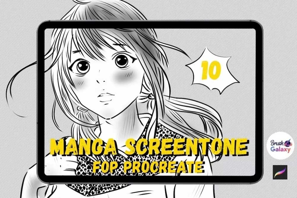 日式漫画网点阴影背景纹理Procreate笔刷绘画素材