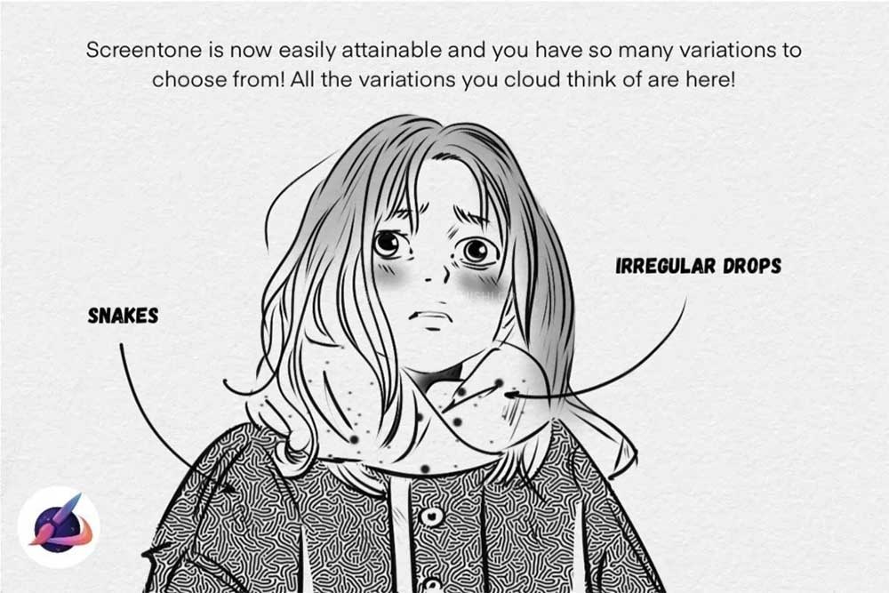 日式漫画网点阴影背景纹理Procreate笔刷绘画素材