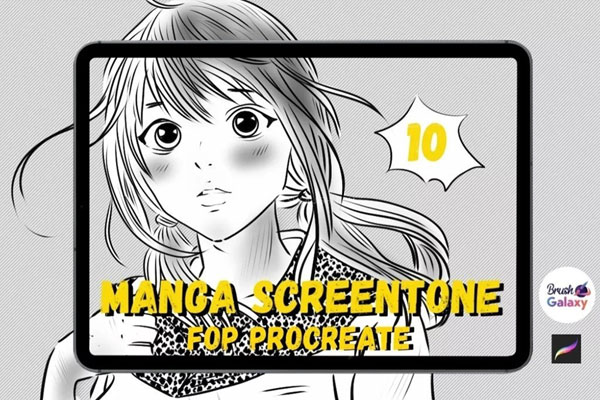 日式漫画网点阴影背景纹理Procreate笔刷绘画素材