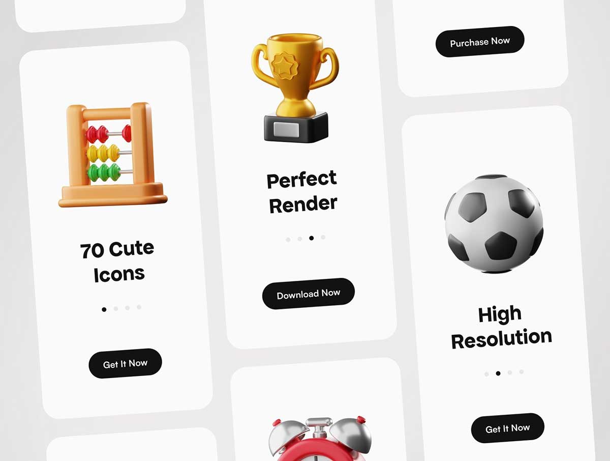 70个Blender学校主题3D图标模型素材(Blender,PNG) 3D School Icons