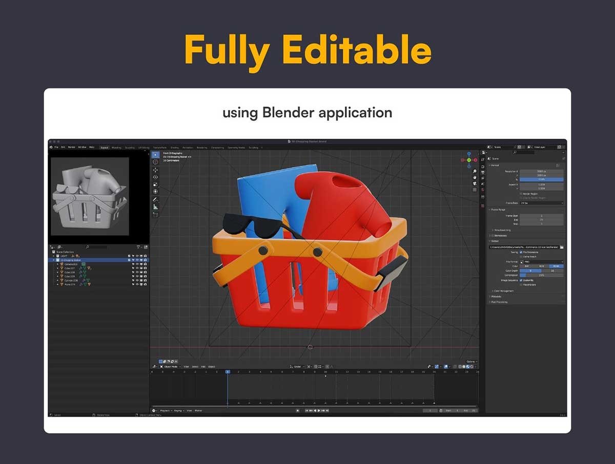 20个电子商务相关3D图标模型素材下载(Blender,FBX,OBJ,PNG) 20 E-Commerce 3D Icon Set