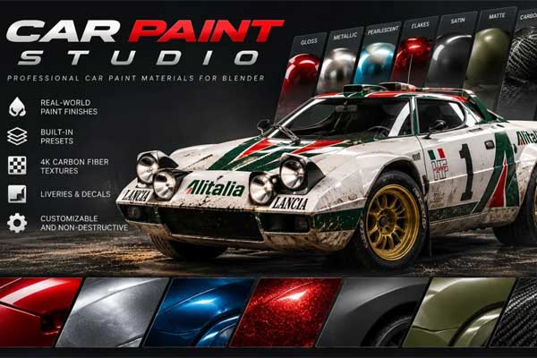 Blender汽车车辆车身漆面材质涂装效果插件 CarPaintStudio v4.2.6