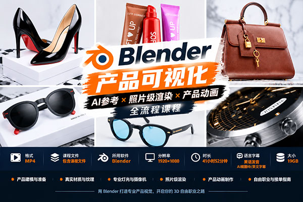 Blender产品可视化AI参考x照片级渲染x产品动画全流程课程(中英文字幕) Blender 3D Product Rendering, Animation & Freelancing Course